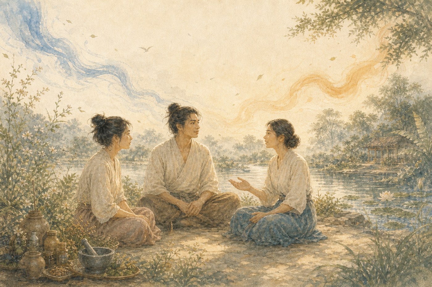 Original Plearnprai watercolour for Introduction — A Book for Our Relationships