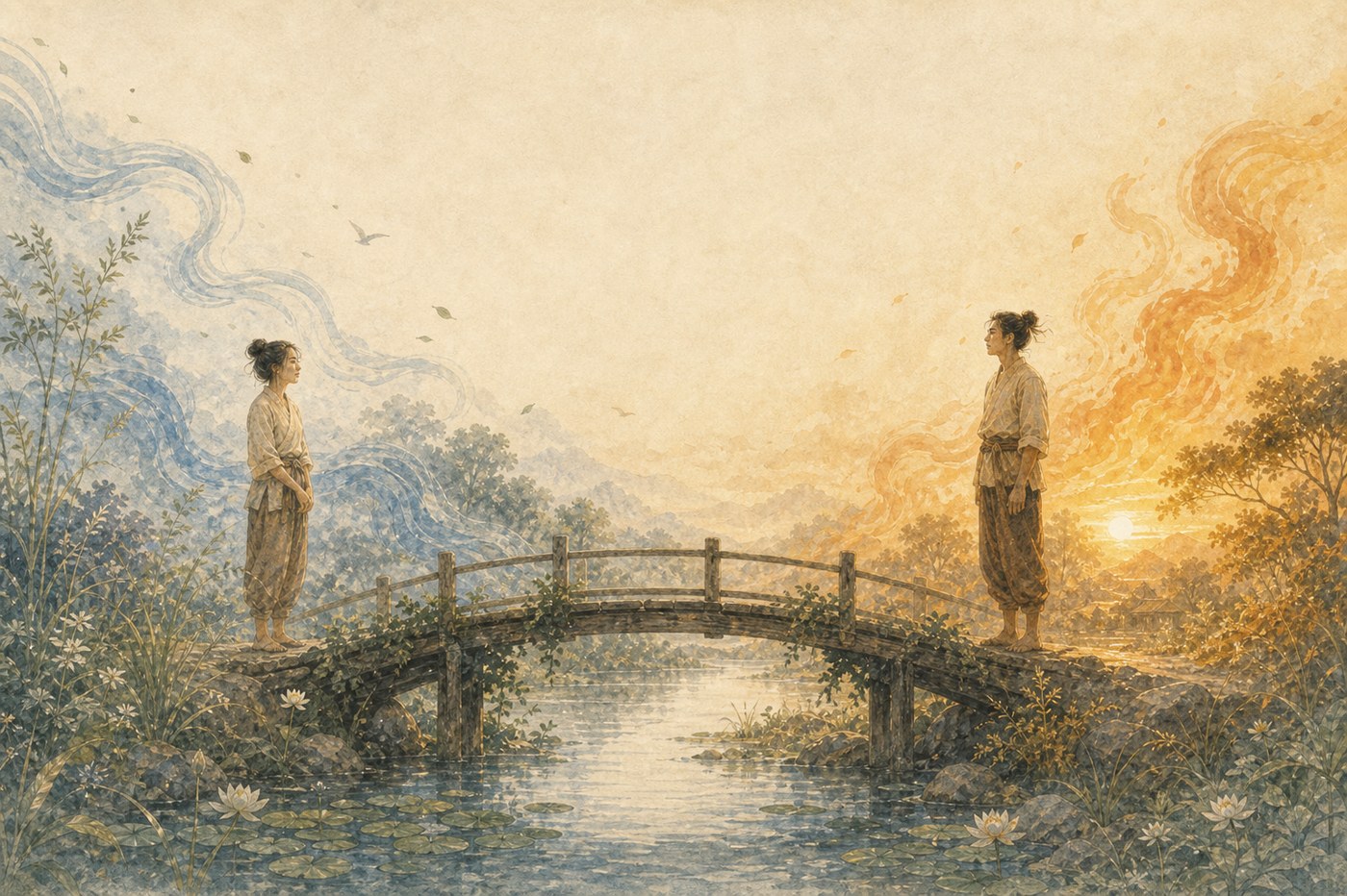 Original Plearnprai watercolour for Chapter 1 — How Elements Can Help Us Understand Relationships