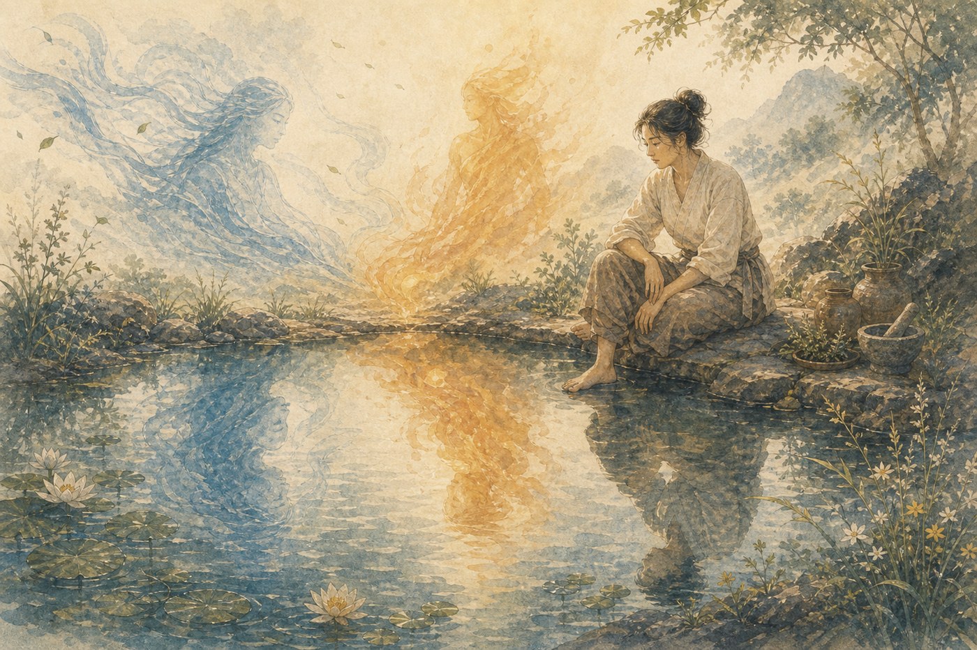 Original Plearnprai watercolour for Chapter 2 — Begin with Ourselves