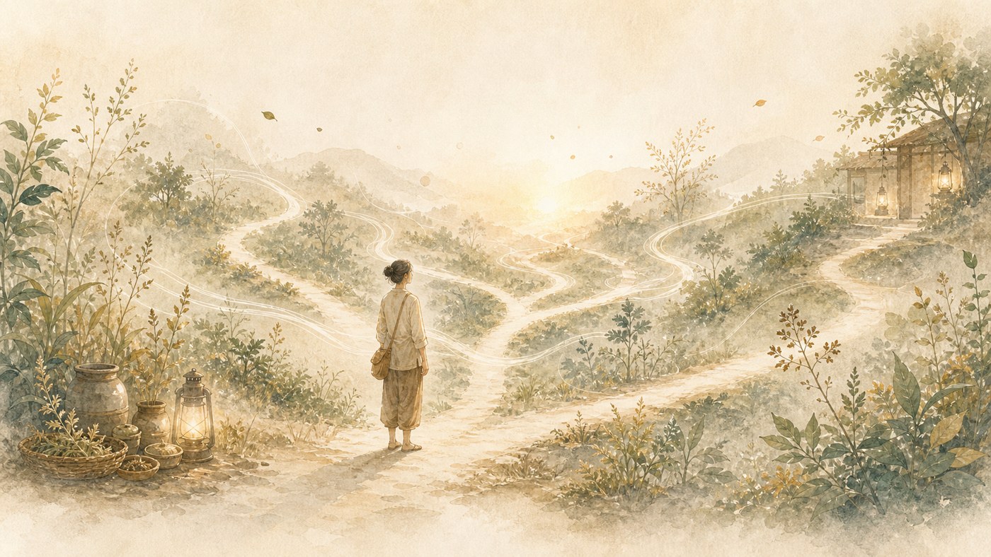 7 · Understanding Symptoms Without Predicting Illness — original Plearnprai watercolour illustration