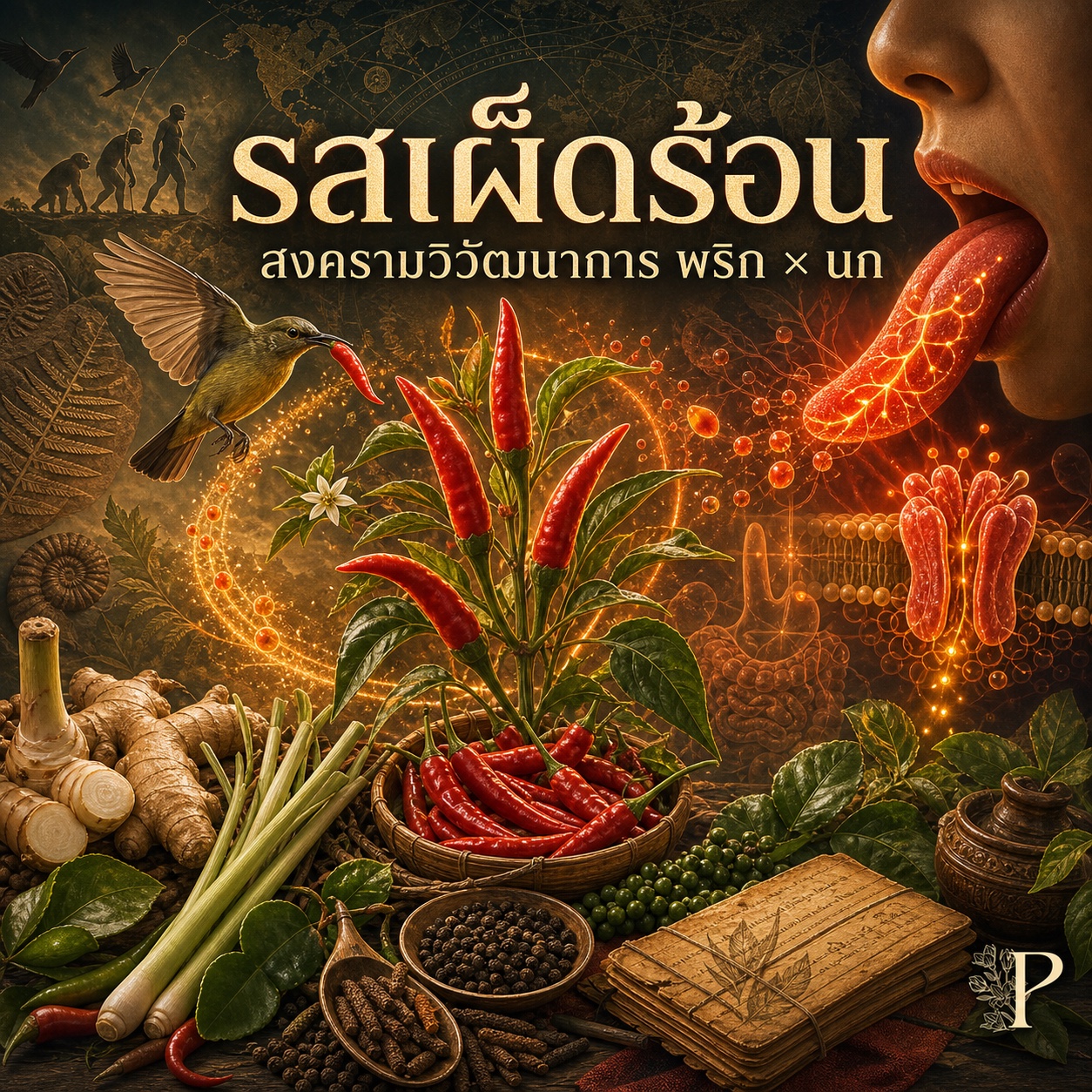 ภาพประกอบรสเผ็ดร้อน ขิง พริก และการปลุกไฟให้เคลื่อน