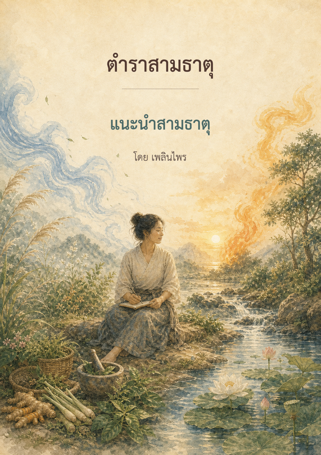 หน้าปกตำรา 3 ธาตุ เล่ม 0 แนะนำสามธาตุ โดย เพลินไพร