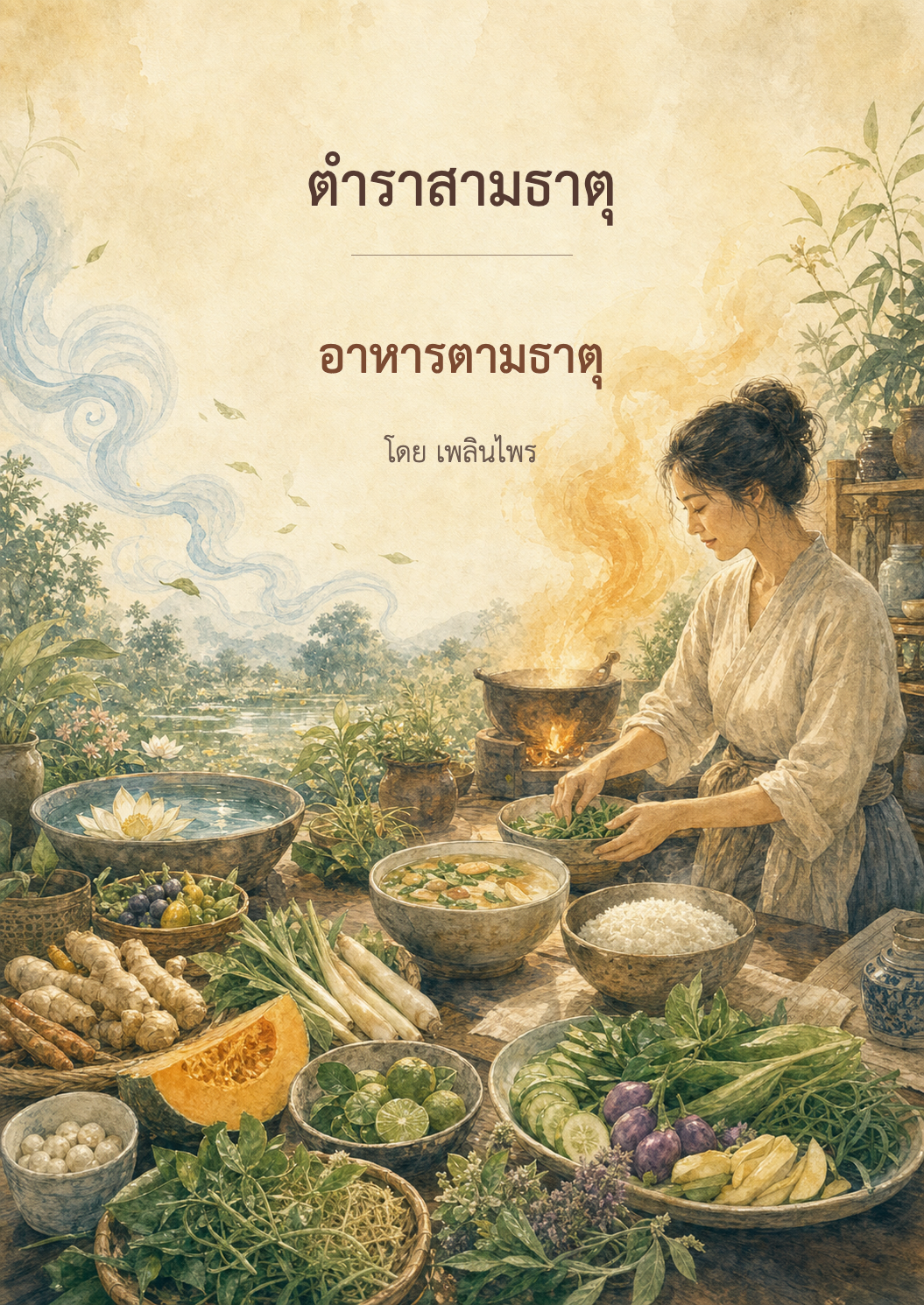 หน้าปกตำรา 3 ธาตุ เล่ม 10 อาหารตามธาตุ โดย เพลินไพร