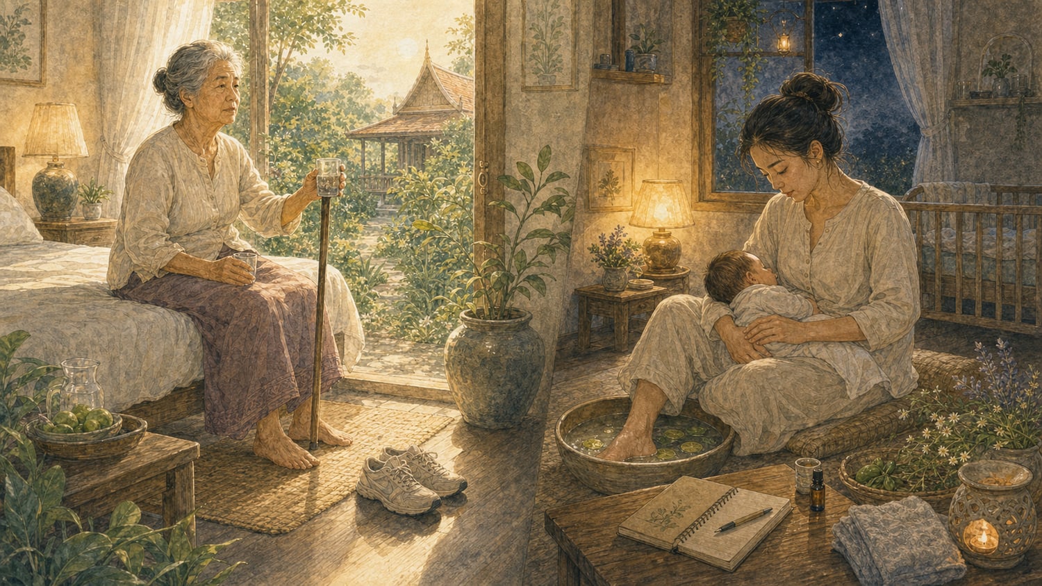 ภาพประกอบบทที่ 6 — คนธาตุน้ำและคนธาตุผสมนอนอย่างไร