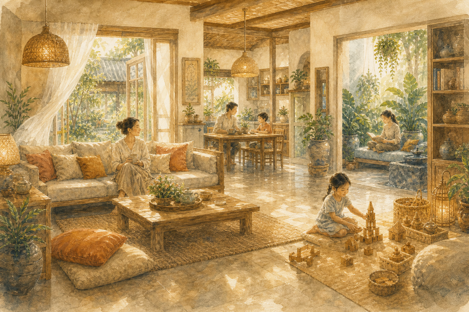ภาพประกอบบทที่ 8 — ห้องนั่งเล่นและพื้นที่ส่วนกลาง