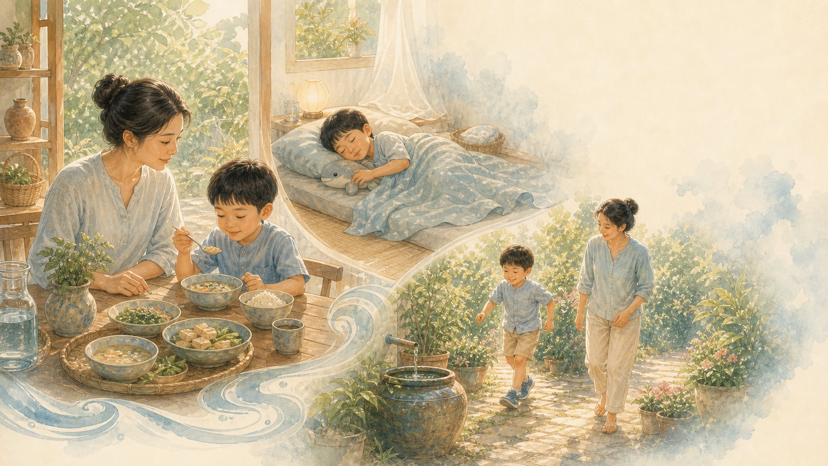 ภาพประกอบบทที่ 12 — กิน นอน เคลื่อนไหว สำหรับลูกธาตุน้ำ